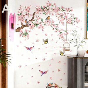 Large Flower Tree Stickers, Flower ，bird Stickers, Tree Wall Stickers ...