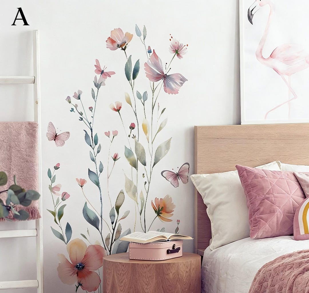 Boho Flower Wall Decals Plant Wall Decor Wildflower Stickers With ...