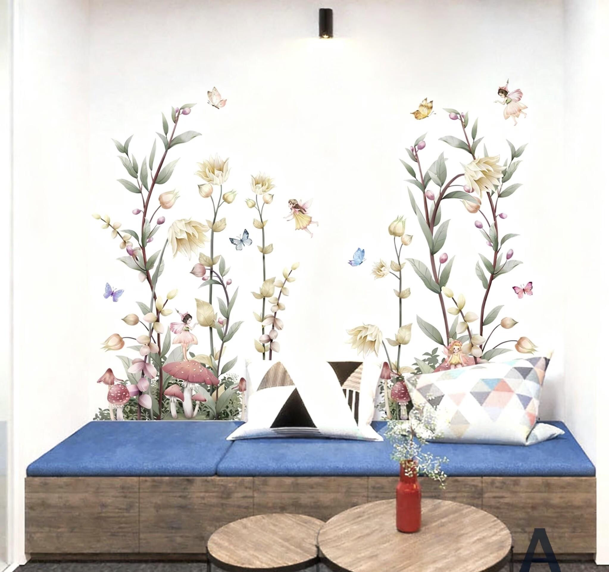 Boho Flower Wall Decals Fairy Wall Decor Wildflower Stickers With ...