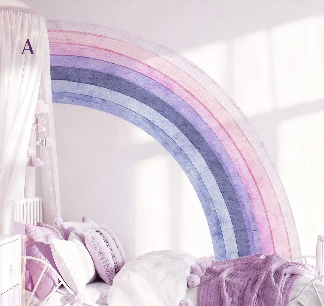 Large Boho Rainbow Wall Decals: Kids Nursery Decor Peel and Stick Girl ...