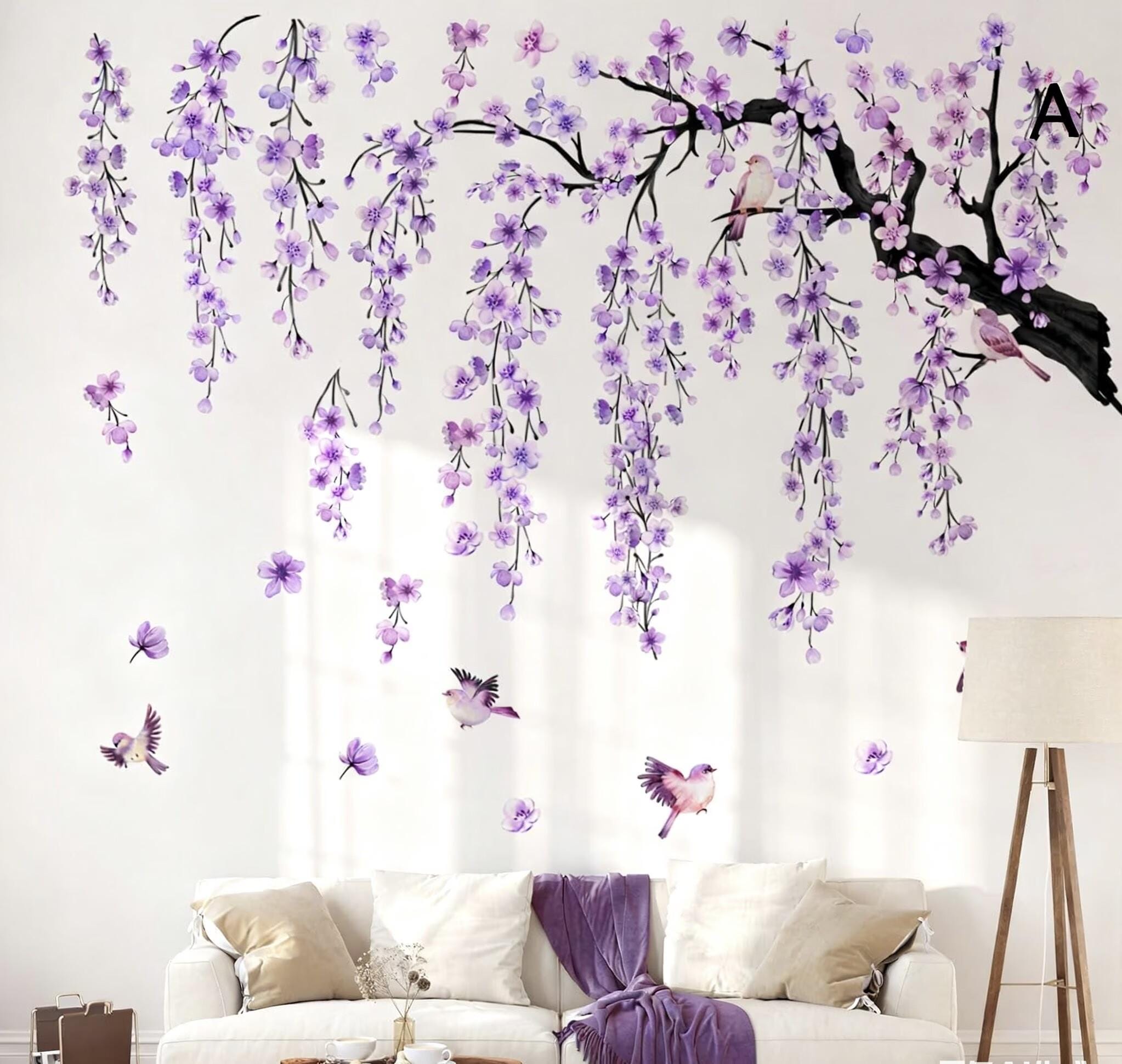 Large Purple Flower Tree Branch Wall Decals Tree Sticker Tree Wall ...