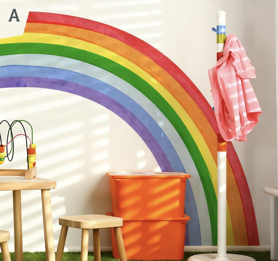 Boho Half Rainbow Wall Decal: Pastel Nursery Decor Peel and Stick Girl ...