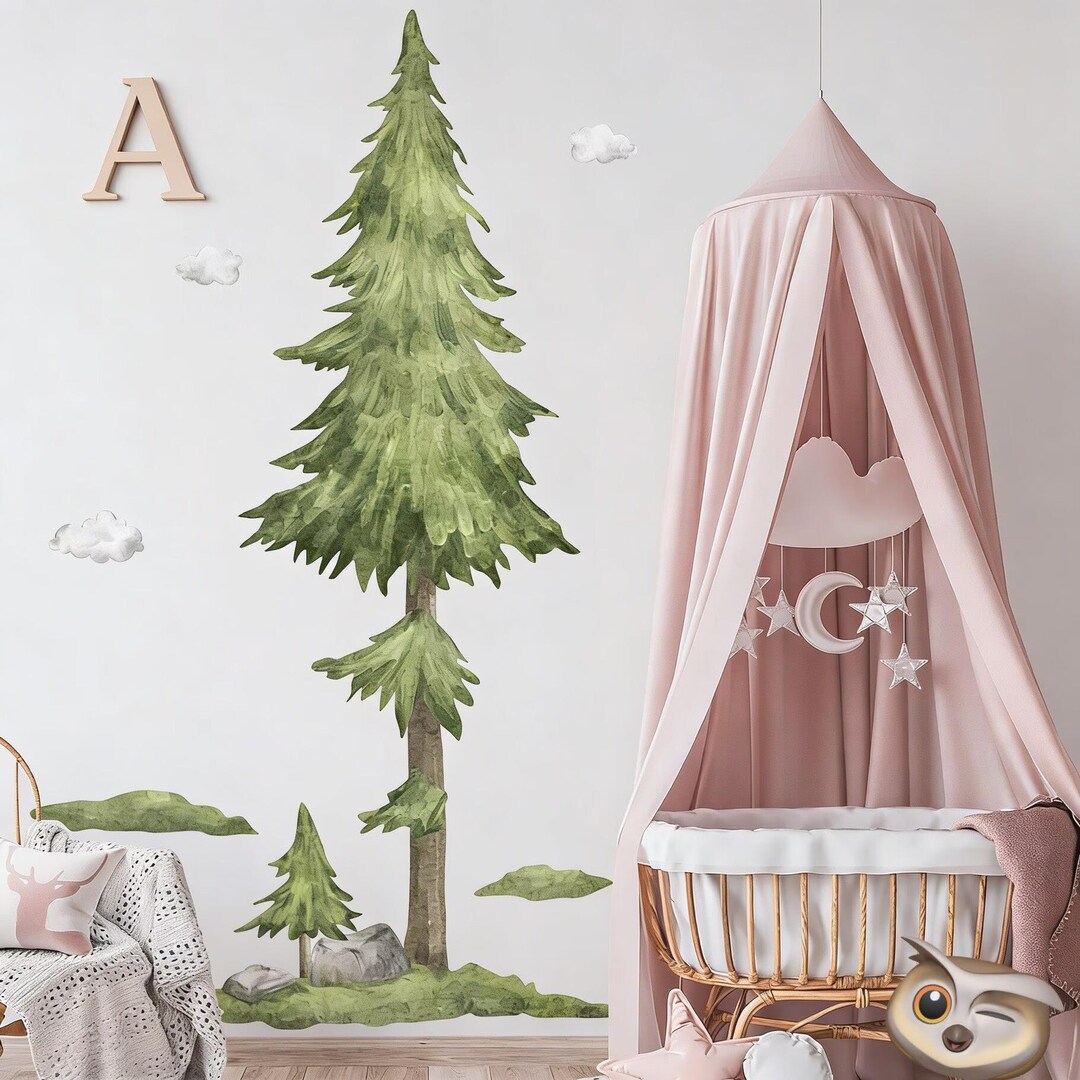 Large Trees Wall Decal, Pine Tree Wall Decal, Forest Wall Decal, Kids ...