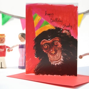 biglietto d'auguri con scimmia sfacciata