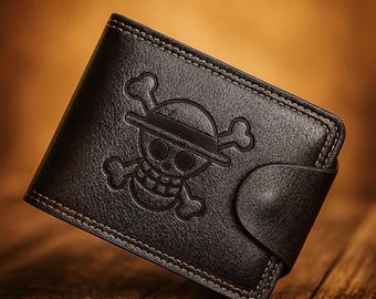 Handmade Leather Wallet, Pirate Ship, Personalized Wallet, Fan Art