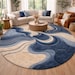 Abstract Blue & Beige Wave Tufted Rug | Modern Living Room Carpet ...
