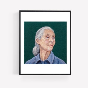 Dr. Jane Goodall 8 x 10 inch Giclee Art Print of Needle felted portrait image 2
