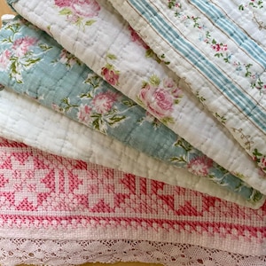 x10 Vintage Floral Quilt Pieces Kit | Cross Stitch Panel | Textile Art Supplies