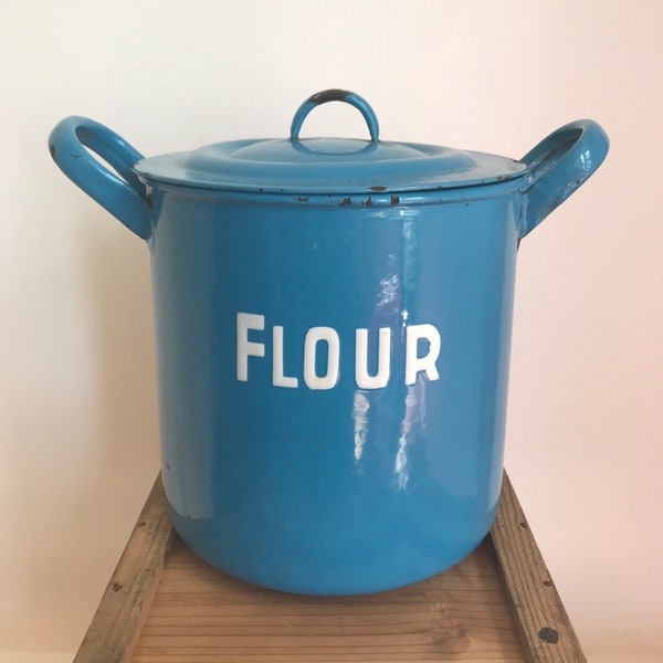 Vintage 1940s enamel flour bin