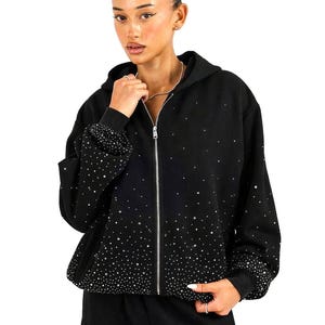 Rhinestone zip up hoodie - Etsy 日本