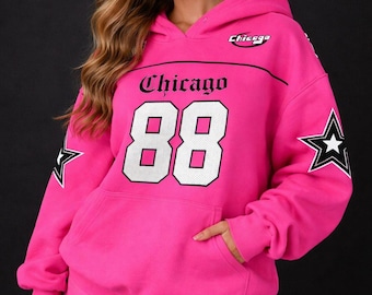 Roze hoodie, oversized grafische hoodie, streetwear