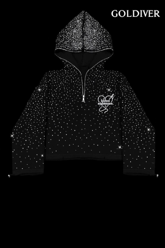 Rhinestone Sparkle Hoodie | Cropped Half Zip Luxury Tracksuit