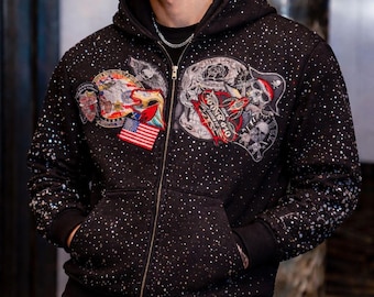 Hoodie met rits, graphic streetwear hoodie, urban fashion, cadeau voor hem