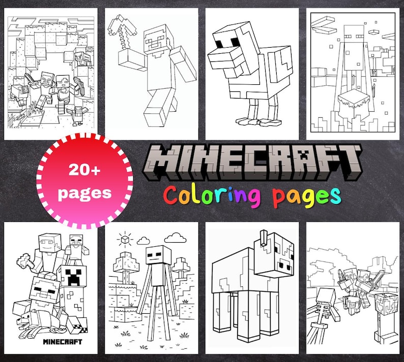 Mine Colouring In 20+ Pages / Mine Game Coloring Pages / Mine Game Crafting / Digital ...