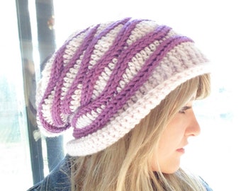 Crochet PATTERN - Cabled Wrap Slouchy Hat