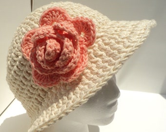 Crochet PATTERN - Two Bucket Sunhats with Rose and 2 Scarves