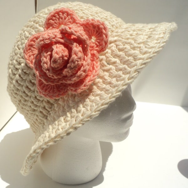 Crochet PATTERN - Two Bucket Sunhats with Rose and 2 Scarves