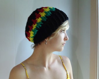 Crochet PATTERN - Marley Slouchy Hat (Toddler to Adult sizes)  - Black, True Red, Sunshine yellow, Jade Green