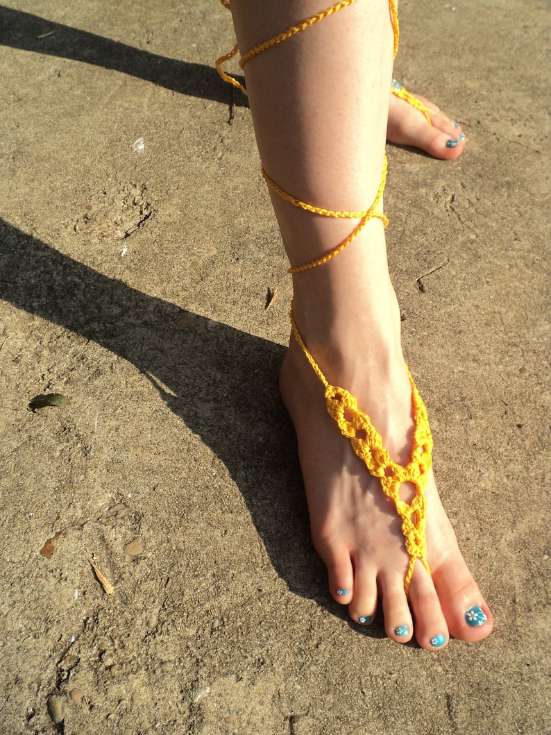 Crochet PATTERN Sungold Barefoot Sandals image 3