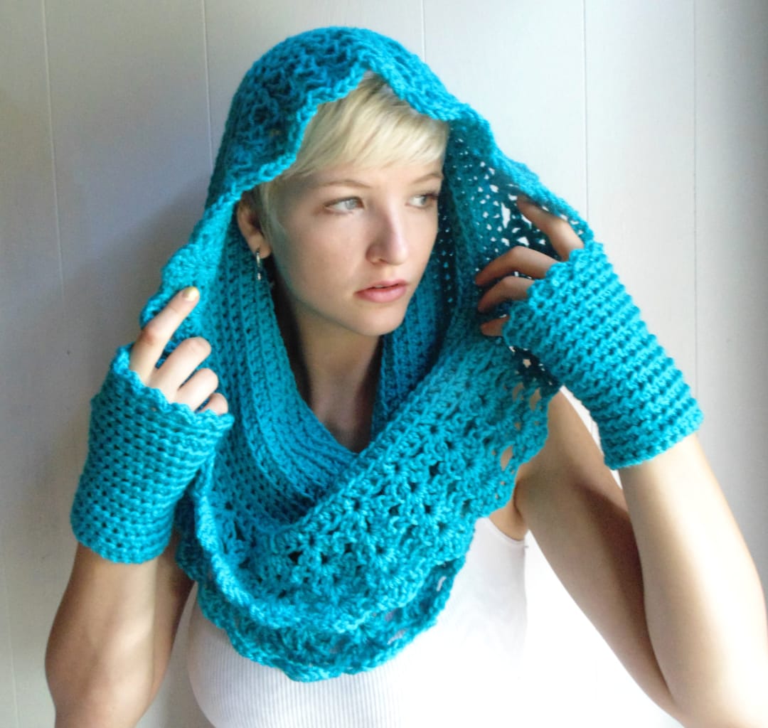 Crochet PATTERN - Starlight Cowl and Fingerless Gloves- Infinity Scarf ...