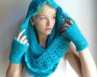 Crochet PATTERN - Starlight Cowl and Fingerless gloves- Infinity Scarf