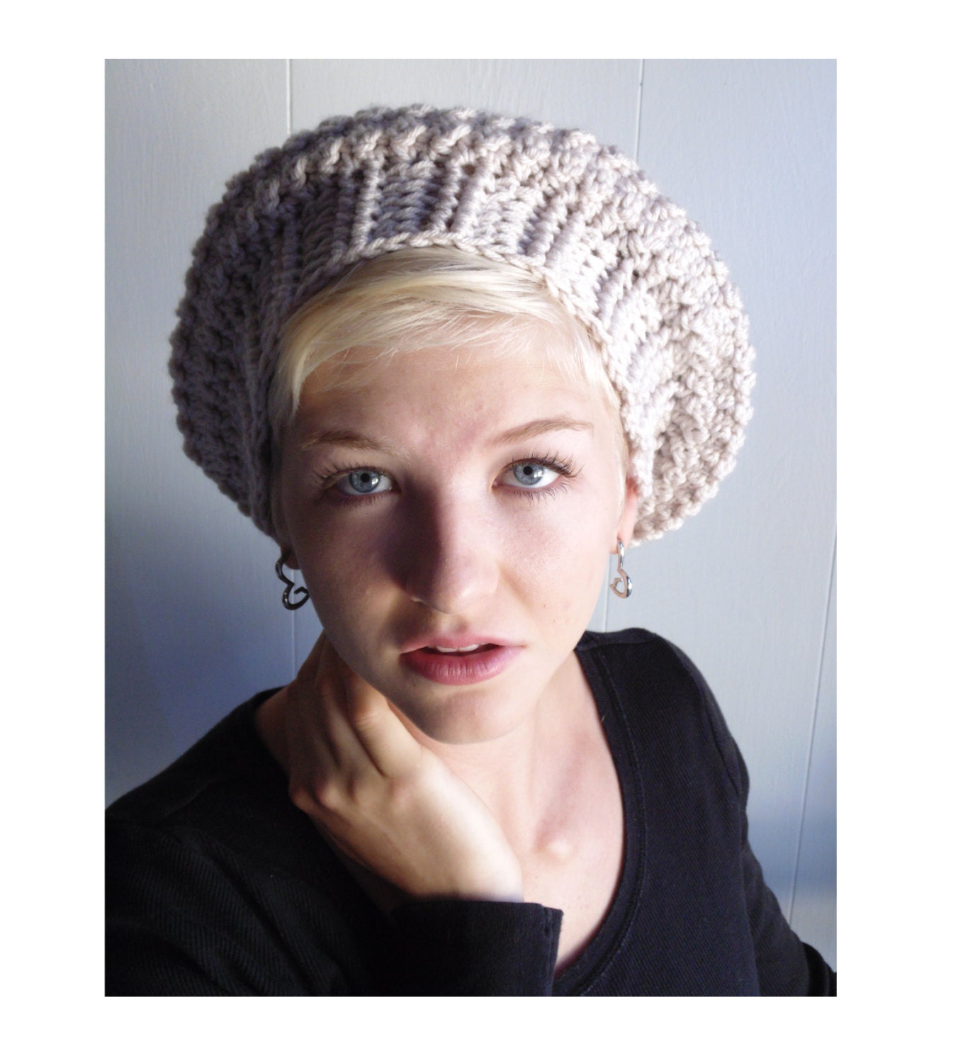 8476 Women\'s Beret Beret Hat, Crocheted White, One Size White Crochet Beret - Etsy main image 4