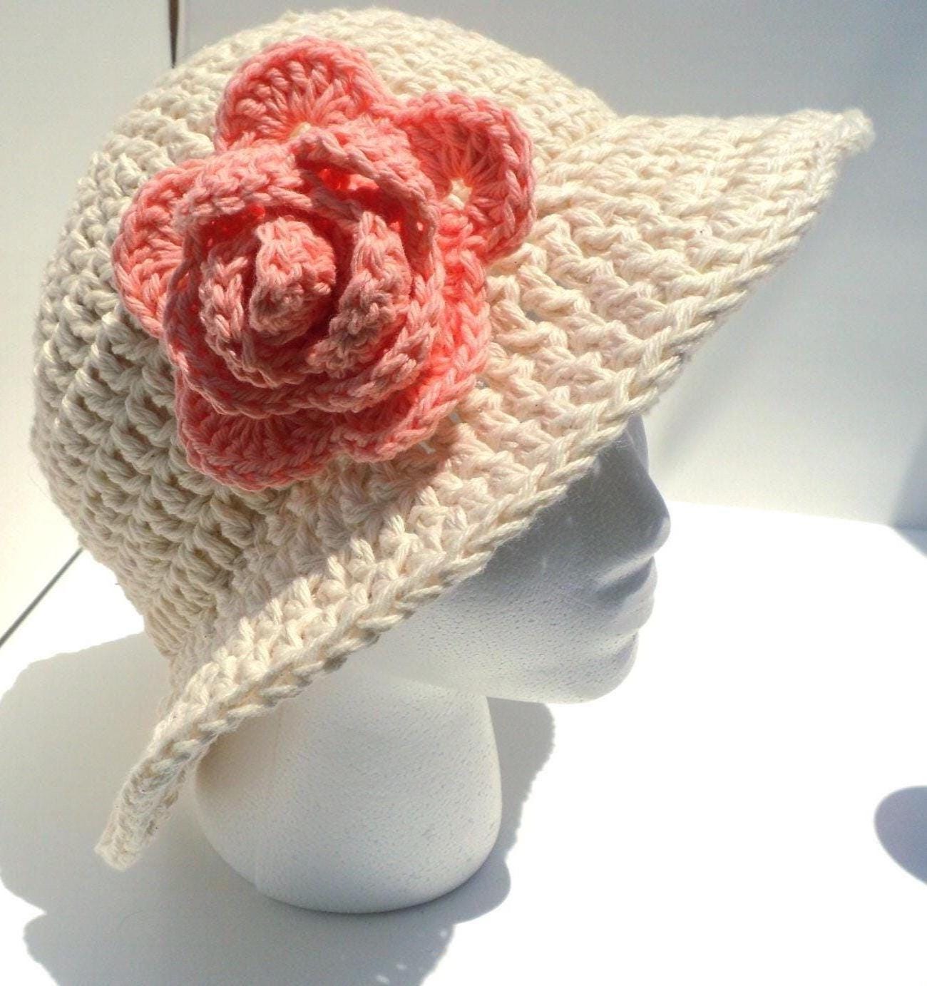 Crochet PATTERN - Two Bucket Sunhats with Rose and 2 Scarves