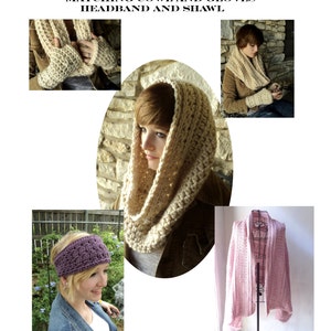 Special Offer -  Crown of Stars Collection (4 Crochet PATTERNS) - Cowl, Gloves, Headband and Shawl
