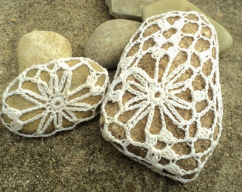 Willow Rocks - PDF PATTERNS ONLY-- Crochet Lace Covered River Rocks and Small Spaces Zen Garden Rake