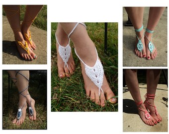 Offre spéciale - 4 MOTIFS au crochet plus un motif bonus - Collection de sandales aux pieds nus