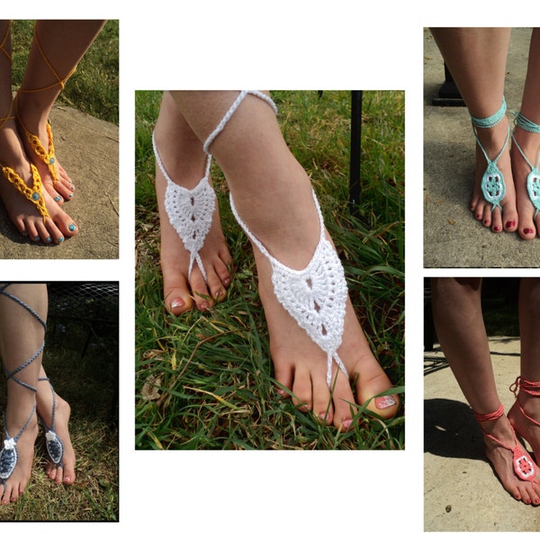 Special Offer -  4 Crochet PATTERNS plus bonus Pattern - Barefoot Sandals Collection