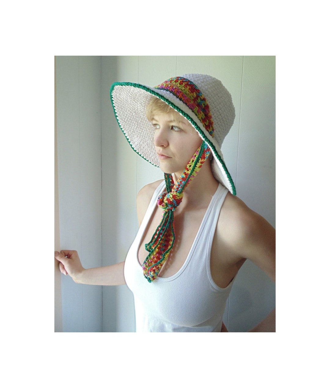 Crochet PATTERN Seaside Sunhat Extra Wide Brim With Scarf Tie Etsy
