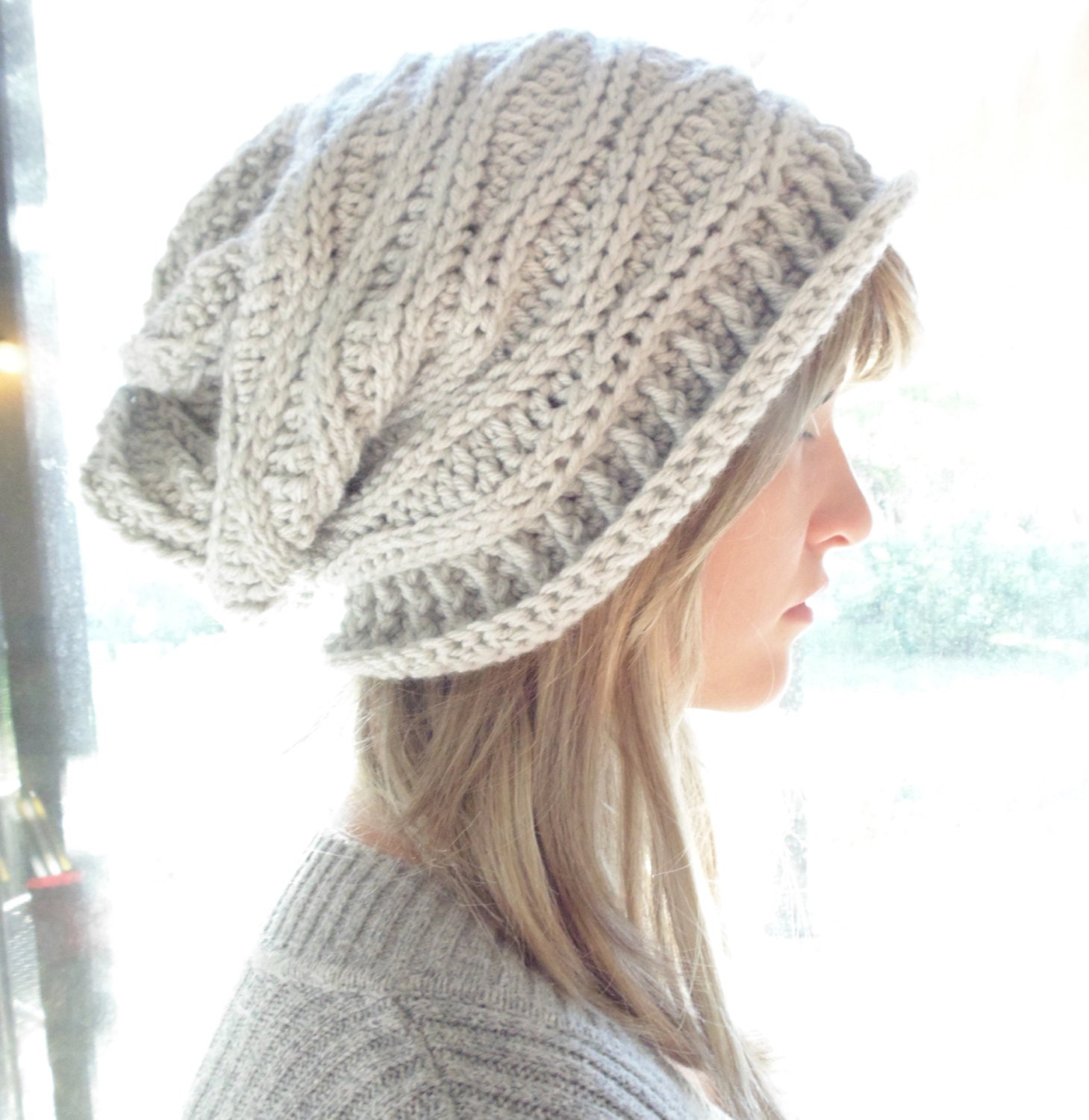 Crochet PATTERN - Cabled Wrap Slouchy Hat - Etsy