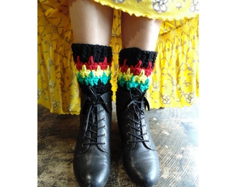 Crochet PATTERN - Marley Boot Cuffs - Black, True Red, Sunshine yellow, Jade Green