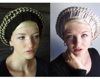 Crochet PATTERN - Paris Streets Beret - women's sizes Small and Large