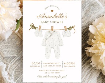 Neutral Baby Shower Invitation Template | Editable Baby Shower Invite | Printable Gender Neutral Card | Instant Download | 5x7