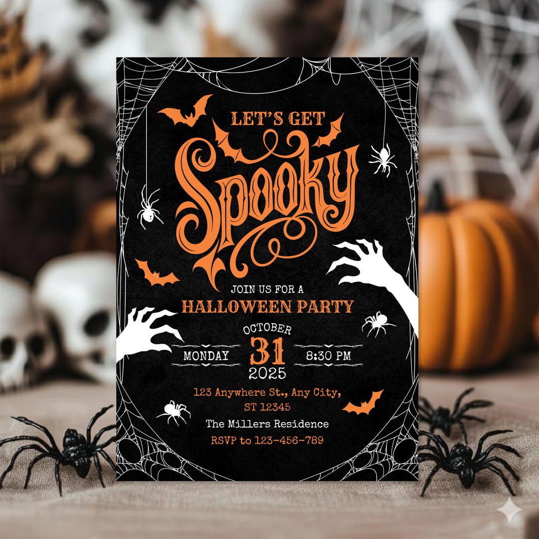 Editable Spooky Halloween Party Invitation: Canva Template (digital ...