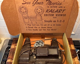 Vintage Kalart Editor Viewer 8MM Film Splicer Viewer Model EV-8 Original Box