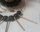 Bronze Cutter Pins Leather Cord Necklace