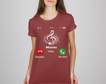 Camiseta "Música llamando", divertida camiseta para amantes de la música