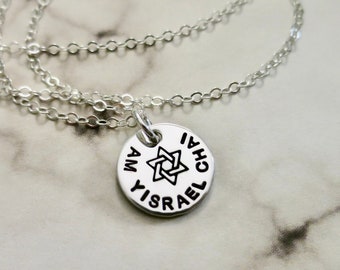 Am Yisrael Chai | Jewish Star | Magen David | The People of Israel Live | Jewish Jewelry | Sterling Silver | Judaica | Jewish Quote