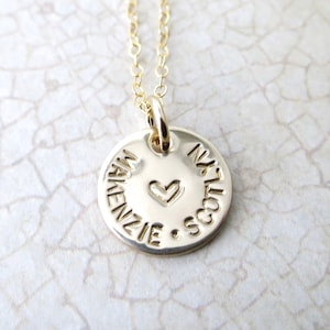 Name Necklace | Gold Disc Necklace | 14k Gold Filled Name Necklace | Two Names | Custom Necklace | Personalized