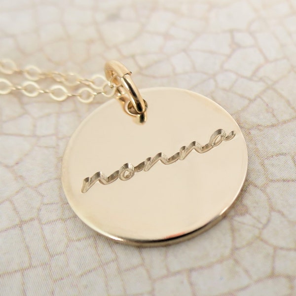 Nonna Necklace | Nonna Jewelry | 14k Gold Filled Pendant Necklace | Hand Stamped Jewelry | Grandma | Bubbe | Nana | Gift for Grandma