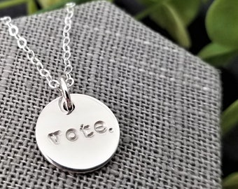 Vote. | Vote Jewelry | Vote Necklace | Democratic | Sterling Silver | Hand-stamped jewelry