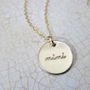 Grandma Necklace Bubbe Jewelry Bubbie Nonna Mimi Gold Fill Disc Gold Fill Pendant Hand Stamped 14k Gold Filled image 2