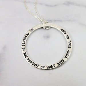 Custom Sterling Silver Quote Necklace | Hand Stamped & Personalized Washer Jewelry | Statement Necklace