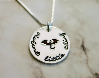 Violent Little Thing | Dragon Jewelry | Fourth Wing | Sterling Silver | Hand Stamped | Dragon Necklace