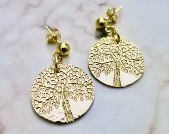 Tree of Life Earrings | Hand Stamped 14k Gold-Filled | Handmade Tree Earrings | Nature | Family | Judaica