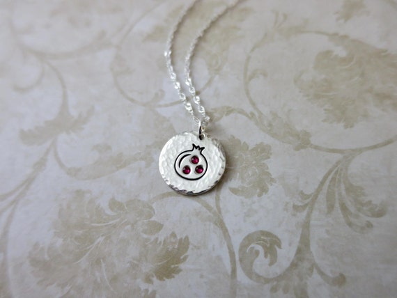 Pomegranate Necklace with Swarovski Crystals | Sterling Silver or 14k Gold Filled