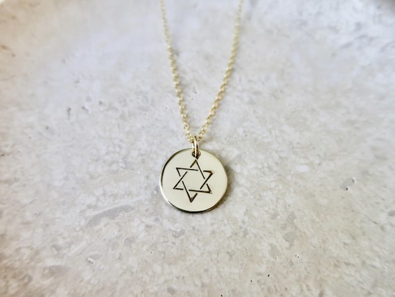Jewish Star Necklace | 14k Gold Filled Pendant | Jewish Jewelry | Judaica | Handmade & Hand Stamped | Bat Mitzvah Gift